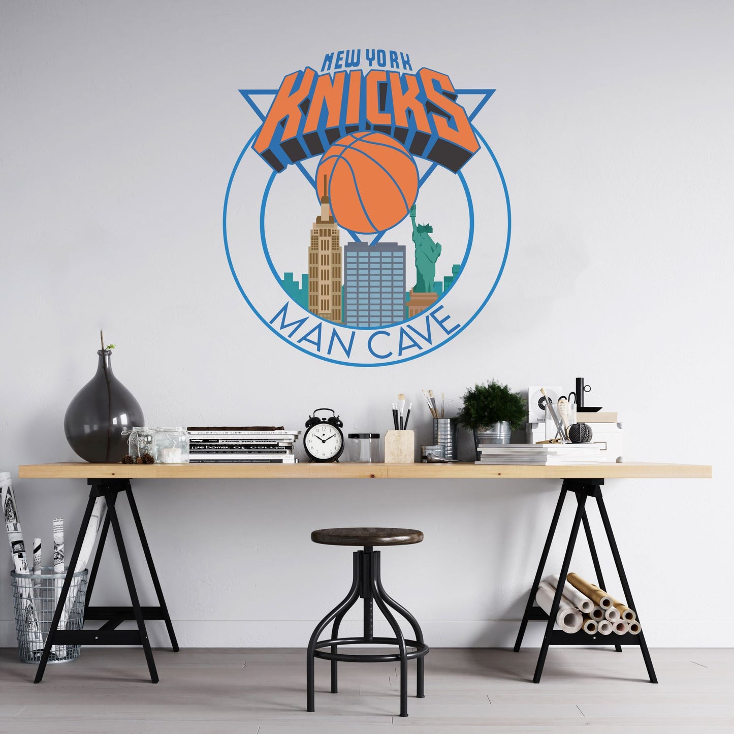 New York Knicks Man Cave Wall Decor Art- 3D Stickers Vinyl - CV011