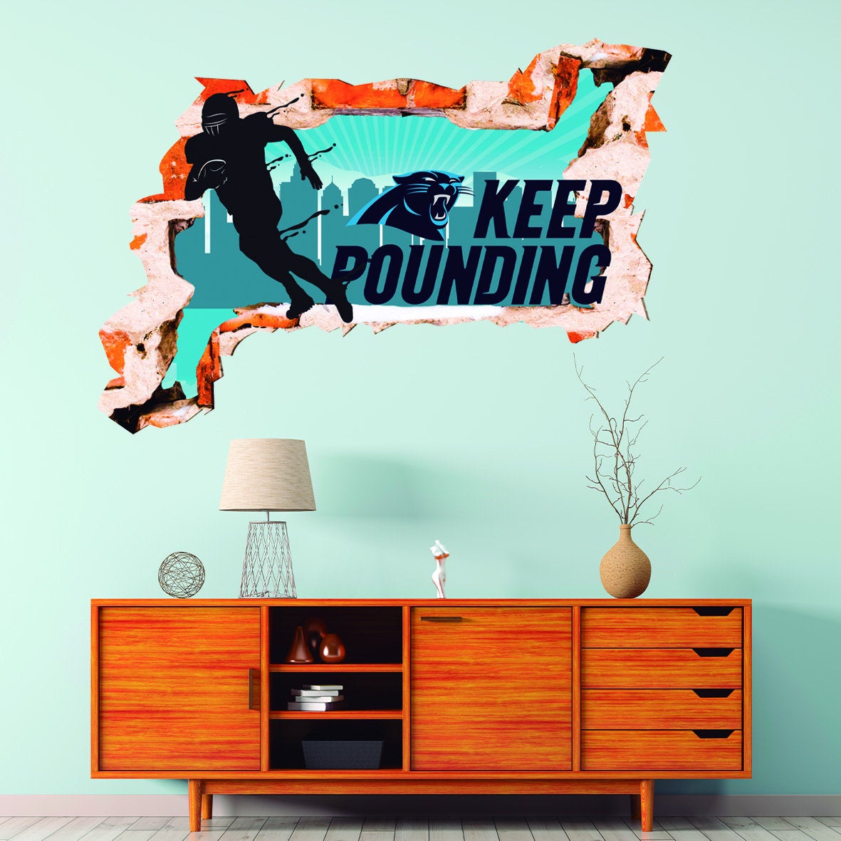 Carolina Panthers Wall Decor Decal-3D Design-Vinyl Home Decor-Mural Art-Big 3D Print-Wall Decorations-NFL Sticker-Home-Giant Prints GA563